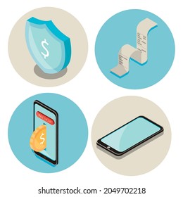 security payment money icons set