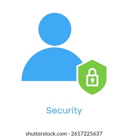 Security – Person with Shield Representing Personal Digital Safety, icon with editable stroke