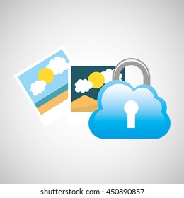 security photos in a cloud technology icon, vector illustration
