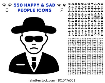 Security pictograph with 550 bonus pitiful and glad people graphic icons. Vector illustration style is flat black iconic symbols.