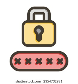 Security Pin Vector Thick Line Filled Colors Icon For Personal And Commercial Use.
