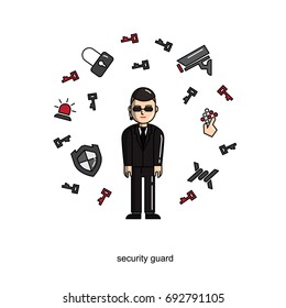 Security and Police guard. Vector isolated on white background illustration.
Set of vector isolated line filled icons. Pixel Perfect. For web design and presentations, site 

