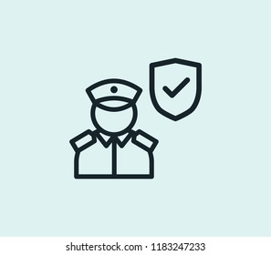 Security police icon line isolated on clean background. Security police icon concept drawing icon line in modern style. Vector illustration for your web mobile logo app UI design.