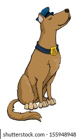 Security policeman dog on duty, vector illustration