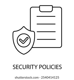 Icono de línea de concepto de políticas de seguridad. Ilustración de elemento simple. diseño de símbolo de esquema de concepto de políticas de seguridad.