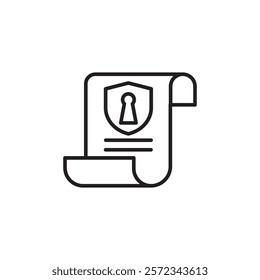 Security policy icon Vector flat thin line illustration