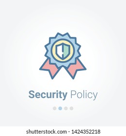 Security Policy vector icon with outline colors