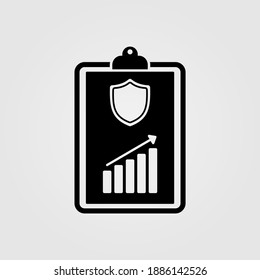 Security, privacty analytics report icon. Cyber asessment document symbol. Web site page and mobile app design element.