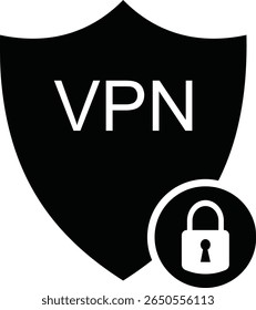 Ícone do escudo de segurança e privacidade. Ícone do escudo de segurança cibernética representando a proteção de dados e a segurança isoladas em um fundo transparente. ícone Segurança digital. Ilustração vetorial.