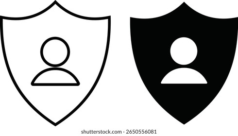 Security and privacy shield icon set. Cybersecurity shield icon representing data protection and security isolated on transparent background. Digital security icons. Vector illustration.