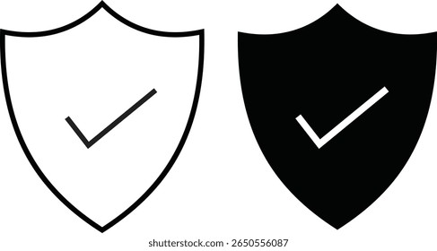 Security and privacy shield icon set. Cybersecurity shield icon representing data protection and security isolated on transparent background. Digital security icons. Vector illustration.
