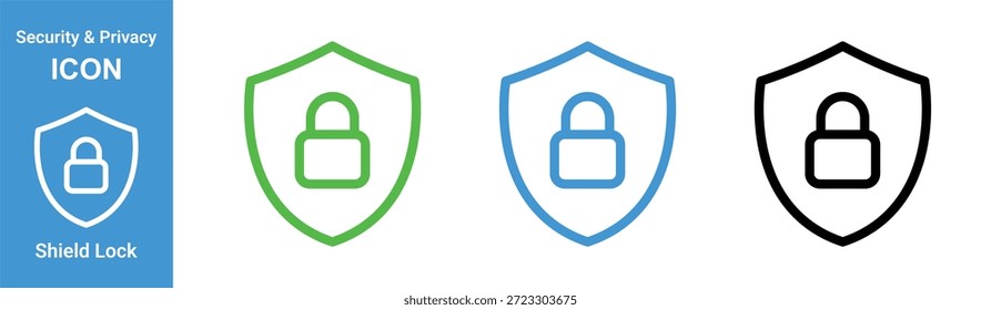 Ilustración vectorial de conjunto de iconos de bloqueo de escudo de privacidad de seguridad para Web y diseño de App UI