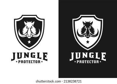 Security Protect Shield with Boar Hog Swine Face design