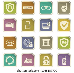 Security and protection colored paper stickers with icons