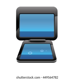 Security and protection concept represented by scanner on gadget icon. Isolated and flat illustration 