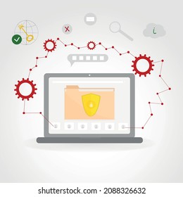 Sicherheit und Schutz vertraulicher Daten. Internet-Sicherheitstechnologie und Schutz vor Cyberangriffen. Vektorgrafik