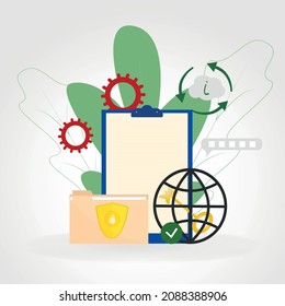 Security and protection of confidential personal data on the Internet. Flat vector illustration