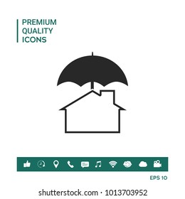 Security and protection icon. Home under umbrella
