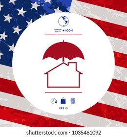 Security and protection icon. Home under umbrella