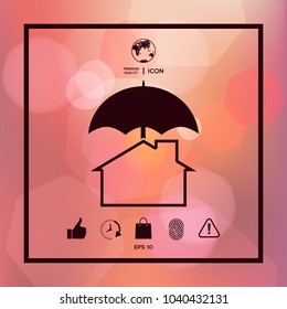 Security and protection icon. Home under umbrella