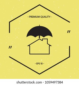 Security and protection icon. Home under umbrella