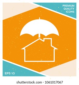 Security and protection icon. Home under umbrella
