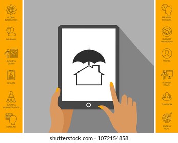 Security and protection icon. Home under umbrella