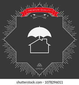 Security and protection icon. Home under umbrella