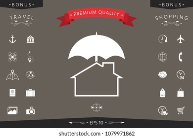 Security and protection icon. Home under umbrella