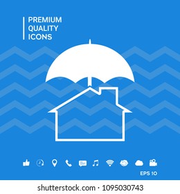 Security and protection icon. Home under umbrella