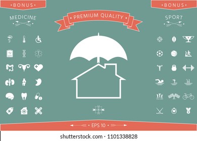Security and protection icon. Home under umbrella