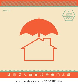 Security and protection icon. Home under umbrella