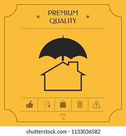 Security and protection icon. Home under umbrella