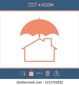Security and protection icon. Home under umbrella