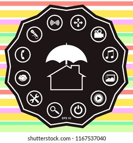 Security and protection icon. Home under umbrella