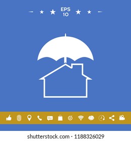 Security and protection icon. Home under umbrella