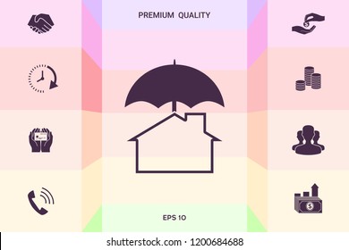 Security and protection icon. Home under umbrella