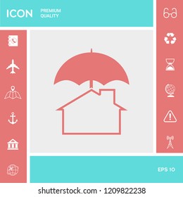 Security and protection icon. Home under umbrella