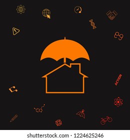 Security and protection icon. Home under umbrella. Graphic elements for your design