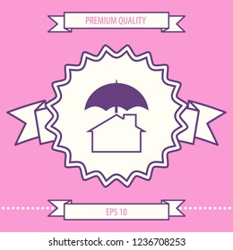 Security and protection icon. Home under umbrella. Graphic elements for your design