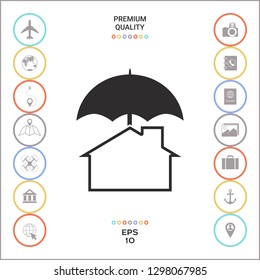 Security and protection icon. Home under umbrella. Graphic elements for your design