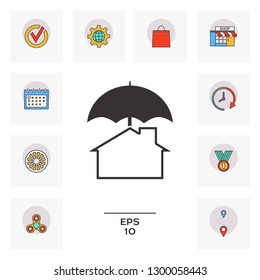 Security and protection icon. Home under umbrella. Graphic elements for your design