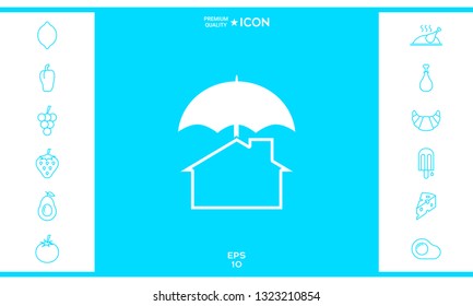 Security and protection icon. Home under umbrella. Graphic elements for your design