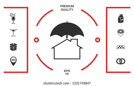 Security and protection icon. Home under umbrella. Graphic elements for your design