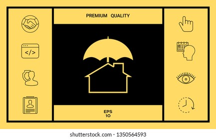 Security and protection icon. Home under umbrella. Graphic elements for your design