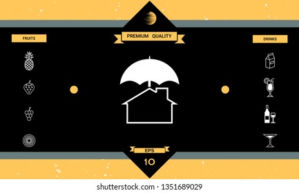 Security and protection icon. Home under umbrella. Graphic elements for your design