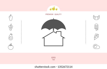 Security and protection icon. Home under umbrella. Graphic elements for your design