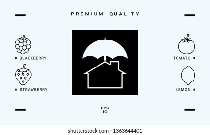 Security and protection icon. Home under umbrella. Graphic elements for your design