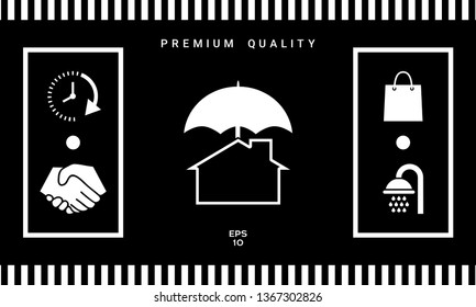 Security and protection icon. Home under umbrella. Graphic elements for your design