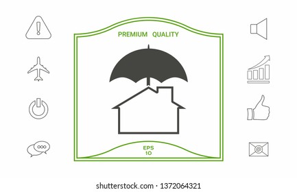 Security and protection icon. Home under umbrella. Graphic elements for your design